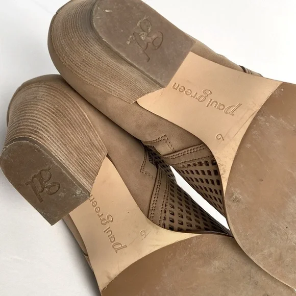 Paul Green Nubuck Booties Women US 8.5 Tan Bonzai Perforated Zipper Ankle Boots - Picture 12 of 16